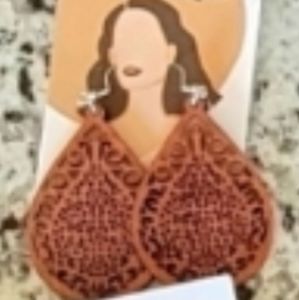 Gorgeous Hallow Wooden Earrings Hand made Lazer cut Boho style NEW